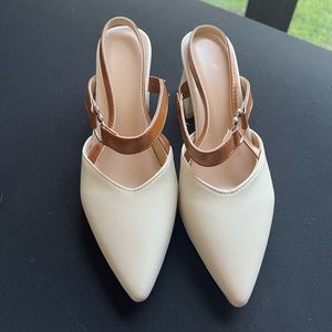 Brown and cream low heels